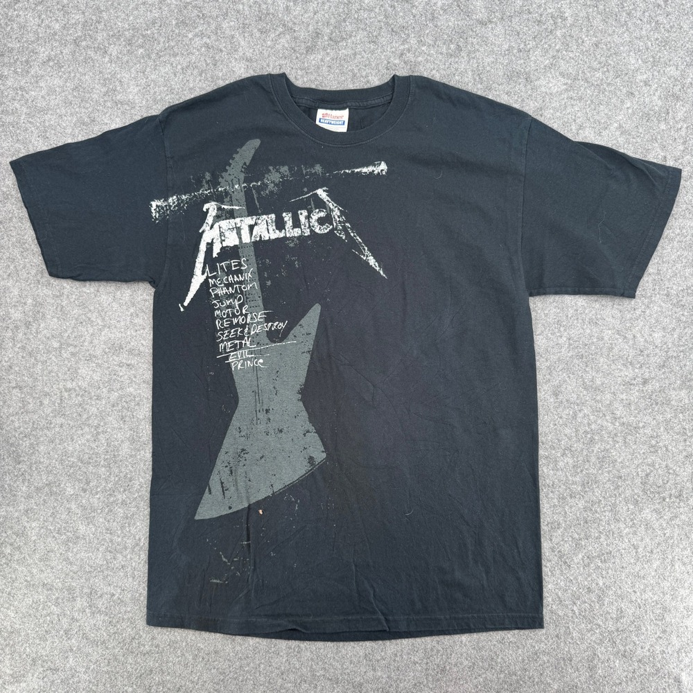 Vintage Y2k Metallica Black Graphic T-Shirt Hanes Heavyweight Adult M